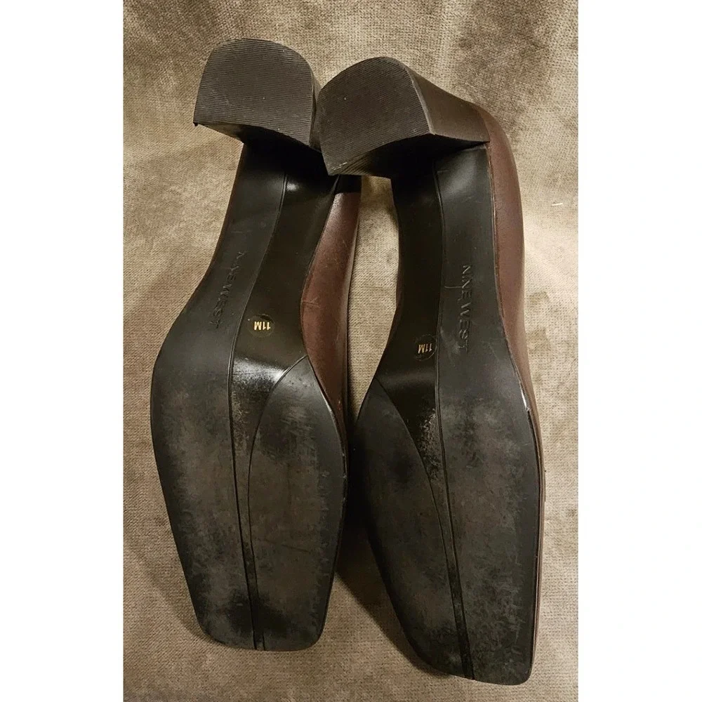 Vintage 90s 11 Nine West Nehemyar Roasted Chestnut Leather Square Toe Loafer